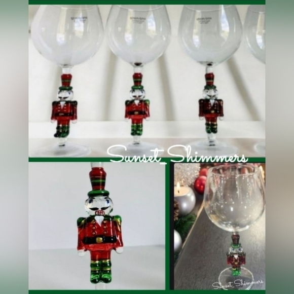 2pc Nieman Marcus Style Christmas NUTCRACKER Suite Sugar Plum Wine Glasses New - Picture 1 of 4